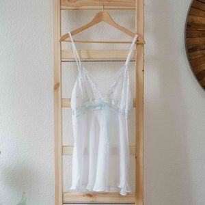 White & Baby Blue Slip Night Gown